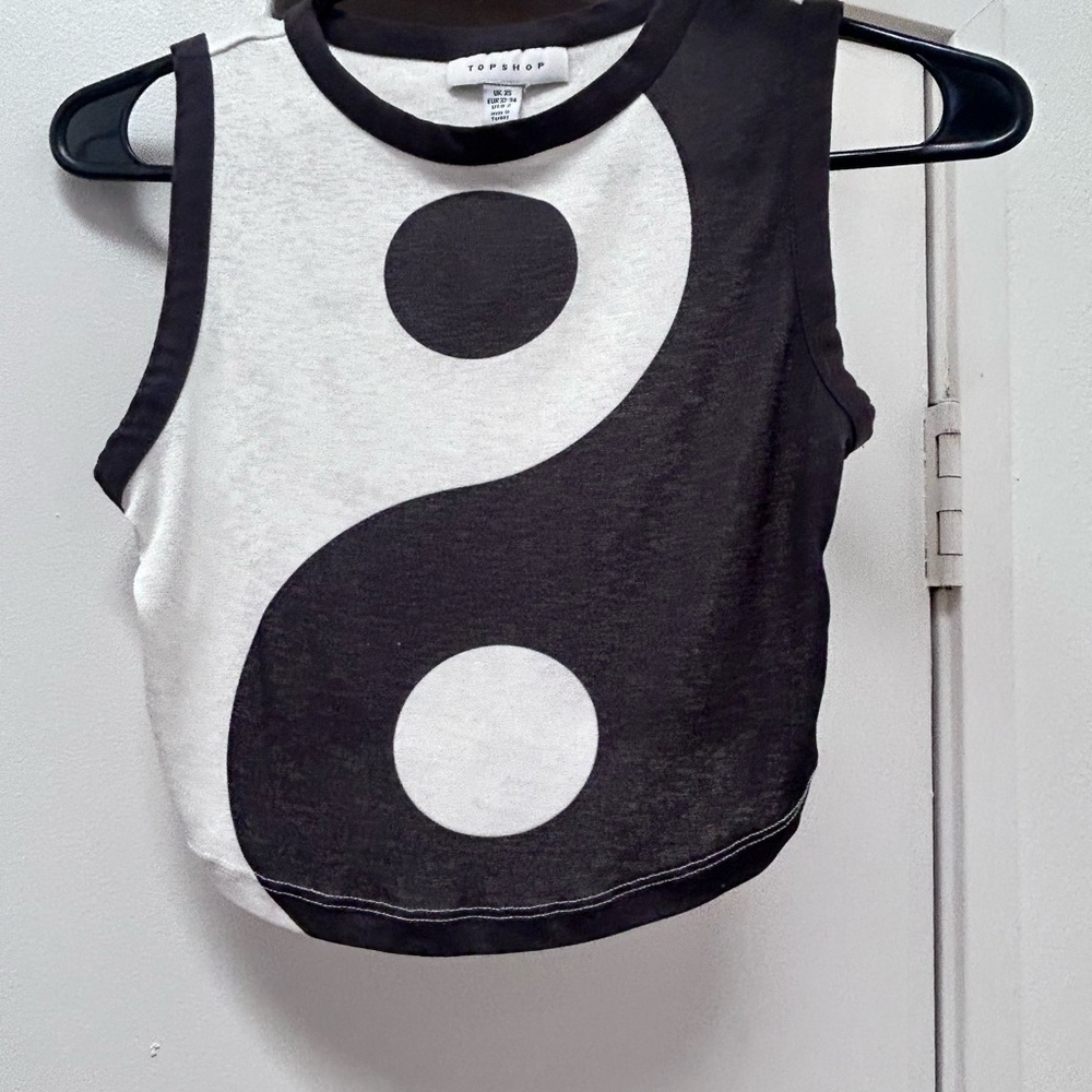 Topshop Monochrome Circle Pattern Top
